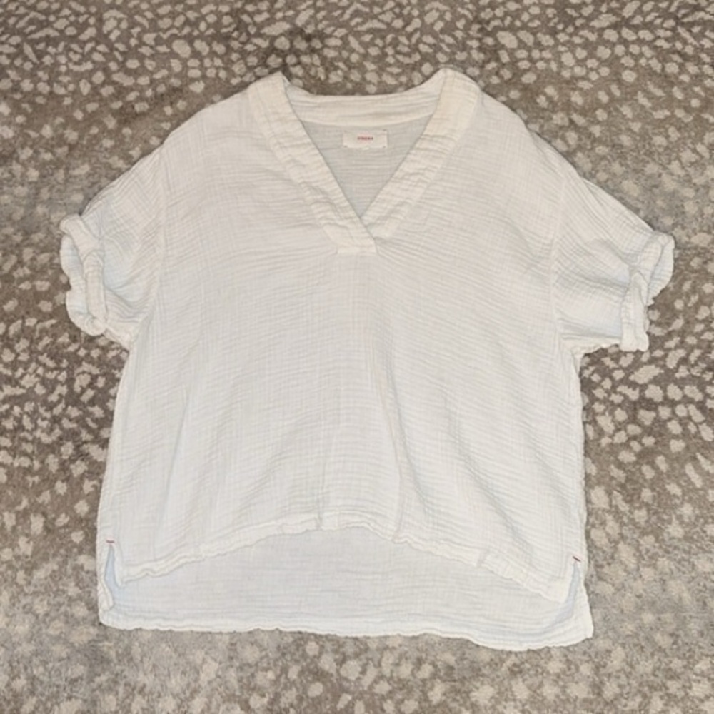 Xirena Avery White Cotton Gauze‎ Short Sleeve Casual Top - Picture 4 of 14